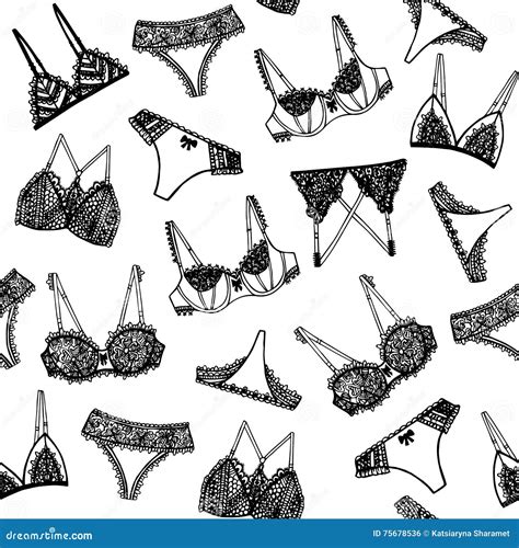 Hand Drawn Lingerie Seamless Pattern Fashion Feminine Wallpaper Stock