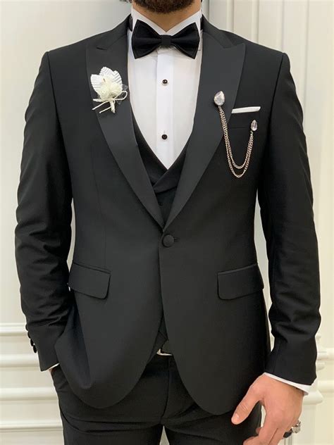 Black Italian Style Wedding Tuxedo For Groom By