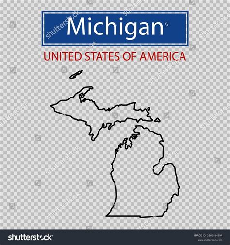 Michigan State Outline Map On Transparent Stock Vector (Royalty Free ...