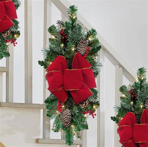 Amazon Artificial Christmas Teardrop Swags Prelit Stairs Christmas