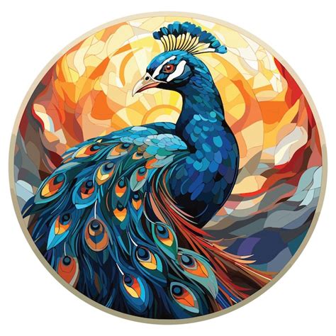 Premium Vector Peacock Colorful Watercolor Stained Glass Cartoon