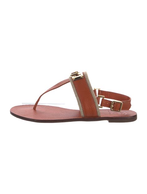 Tory Burch Leather T Strap Sandals Orange Sandals Shoes Wto540595 The Realreal