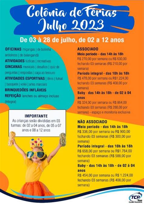 Atividades para Crianças - Colônia de Férias - Jul/23 | Tênis Clube ...
