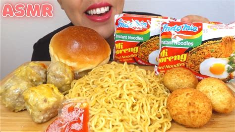 ASMR INDOMIE MI GORENG NOODLES DUMPLINGS RED BEAN CREAM CHEESE BALLS