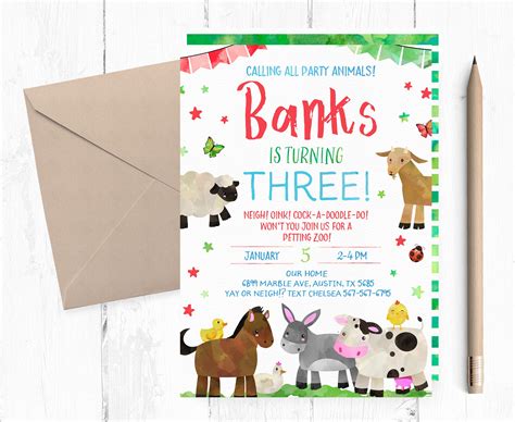 Petting Zoo Birthday Invitation Petting Zoo Invitations Etsy