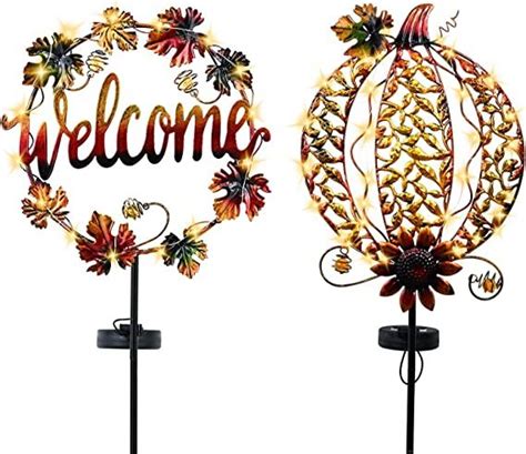 ALLADINBOX Metal Pumpkin Yard Stakes Halloween Thanksgiving Decor 2