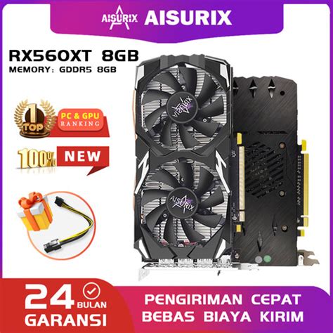 Jual AISURIX VGA Card RX 560XT 8GB AMD DDR5 256Bit GPU Radeon Video