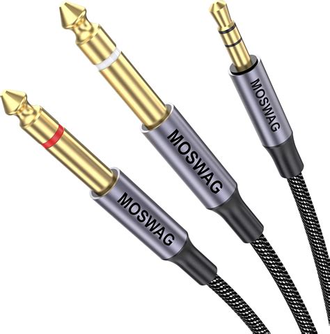 MOSWAG 3 5mm 1 8 TRS To 2 X 6 35mm 1 4 TS Mono Y Cable 3 28FT 1Meter