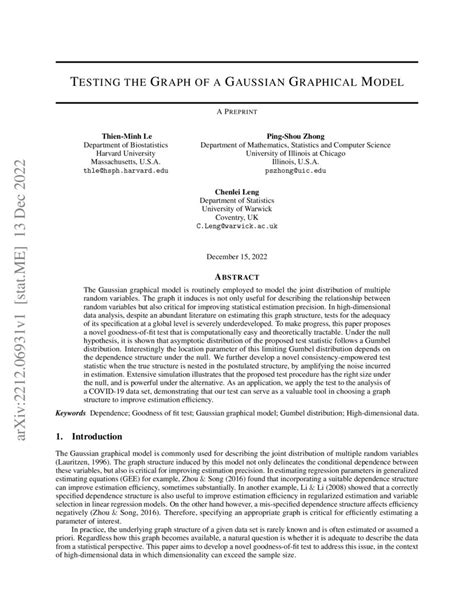 Testing The Graph Of A Gaussian Graphical Model DeepAI