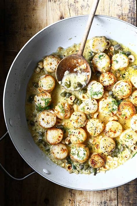 Lemon Garlic Scallops With Polenta Serving Dumplings