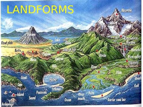 (PPT) LANDFORMS. mountain A landform high above the land around it ...