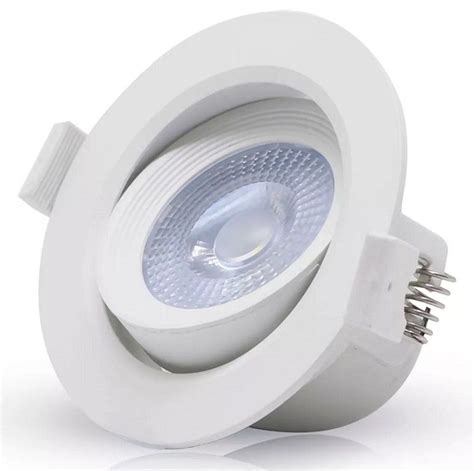 SPOT LED EMBUTIR 3W DIRECIONÁVEL 75MM REDONDO BIVOLT BRANCO QUENTE