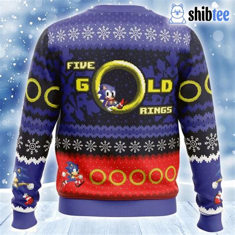 5 Gold Rings Sonic The Hedgehog Ugly Christmas Sweater Shibtee Clothing