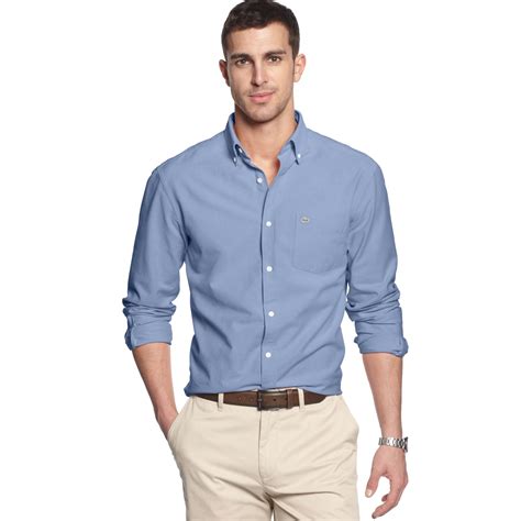 Lyst Lacoste Long Sleeve Regular Fit Oxford Woven Shirt In Blue For Men