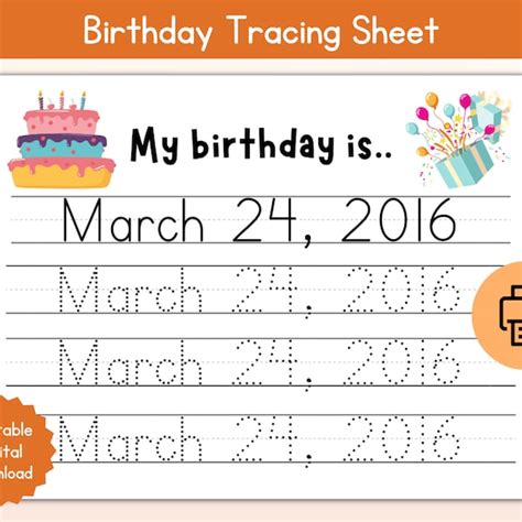 My Birthday is Tracing Template - Etsy