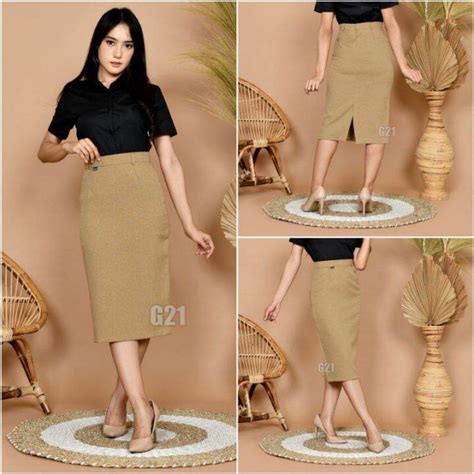 Rok Kerja Pendek Hitam Span 7 8 Bahan Mewah Formal Kantor Lazada