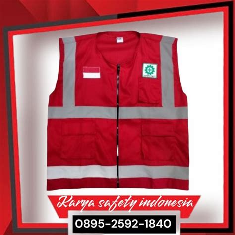 Jual Rompi Safety Merah Rompi Kerja Proyek Logo K Dan Bendera