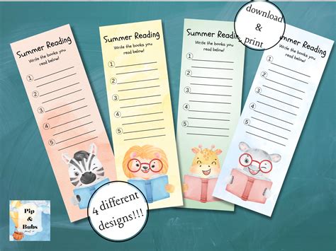 Kids Book Tracker Printable Bookmarks Summer Reading Etsy