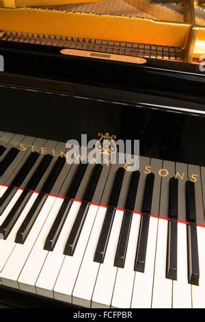 Piano De Cola Steinway Con La Tapa Abierta Vista Lateral Con Las Heces