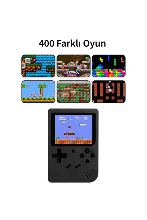 Retro 400 Nostalji Oyunlu Mini Atari Gameboy Gamebox Oyun Konsolu Siyah