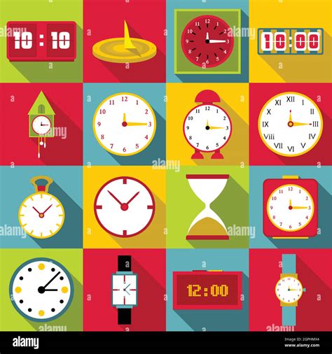 Clocks Icons Set Flat Style Stock Vector Image Art Alamy