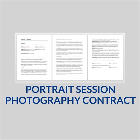 Portrait Photography Session Contract Portrait Photographer Contract