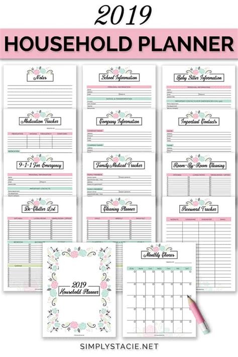 2019 Household Planner Free Printable Simply Stacie