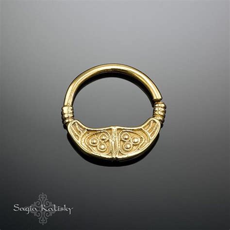 14k Solid Gold Septum Ring 16g Septum Jewelry Tribal Septum Etsy