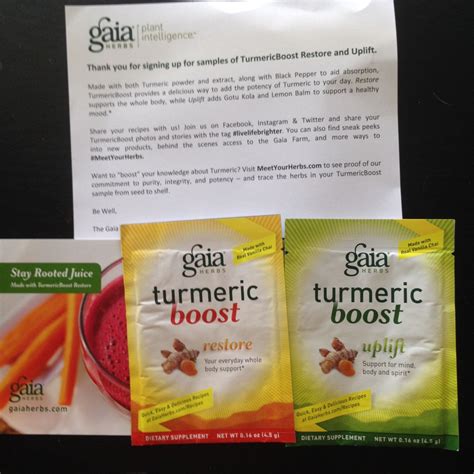 Gaia Herbs Turmeric Boost samples