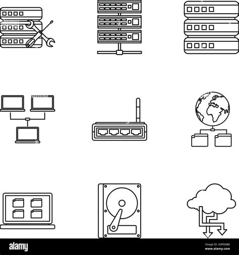 Computer Repair Icons Set Outline Style Stock Vector Image Art Alamy