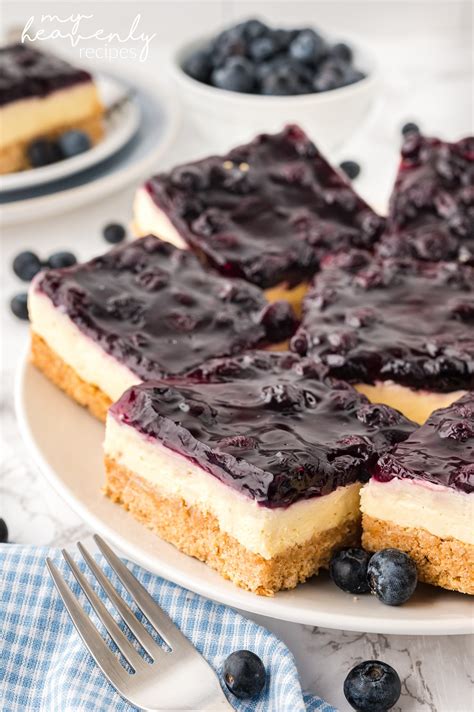 Blueberry Cheesecake Bars Recipe - My Heavenly Recipes