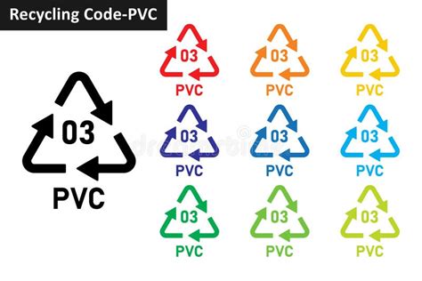 Conjunto Pvc De Código De Reciclaje Símbolos De Reciclado De Plástico