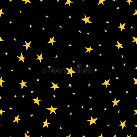 Golden Vector Stars On Black Background Textile And Paper Design