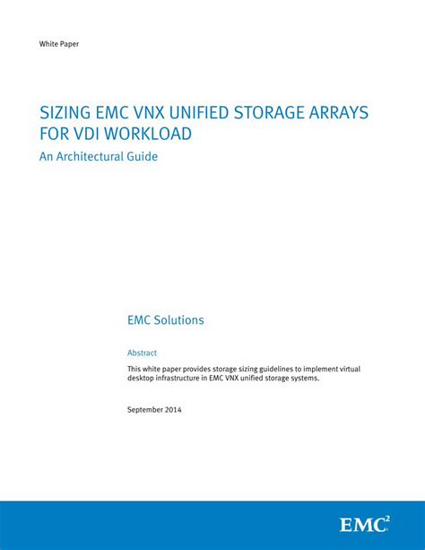 Pdf Sizing Emc Vnx Unified Storage Arrays For Vdi Workload Sizing