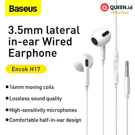 Jual Baseus Encok H17 Headset Earphone Stereo Wired With Mic Jack Audio