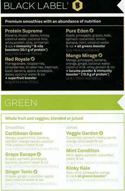 Boost Juice Menu, Menu for Boost Juice, Subiaco, Perth - Urbanspoon/Zomato