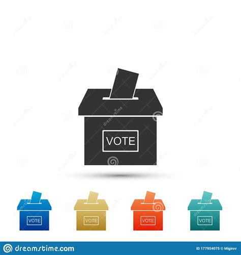 Vote Box Or Ballot Box With Envelope Icon Isolated On White Background