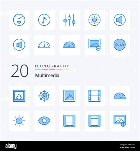 Multimedia Blue Color Icon Pack Like Controls Music Film Key