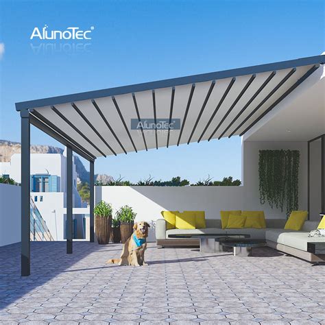 Garden Pvc Retractable Roof Awning Aluminum Pergola With Led Lights