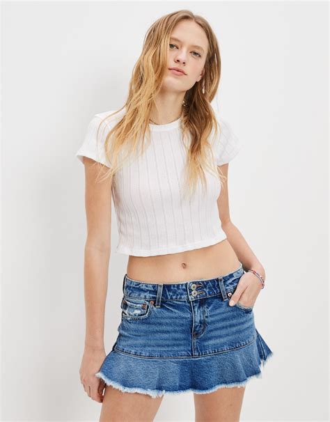 Ae Low Rise Denim Mini Skirt