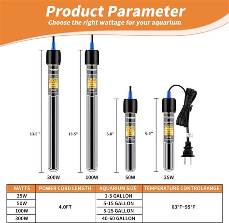 Buy FREESEA Aquarium Fish Tank Heater 25 Watt Mini Submersible Heater