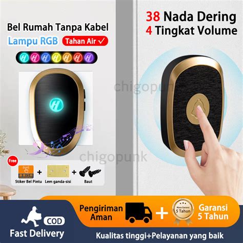 Jual Bell Rumah Tanpa Kabel Bel Listrik Tanpa Kabel Waterproof Bell