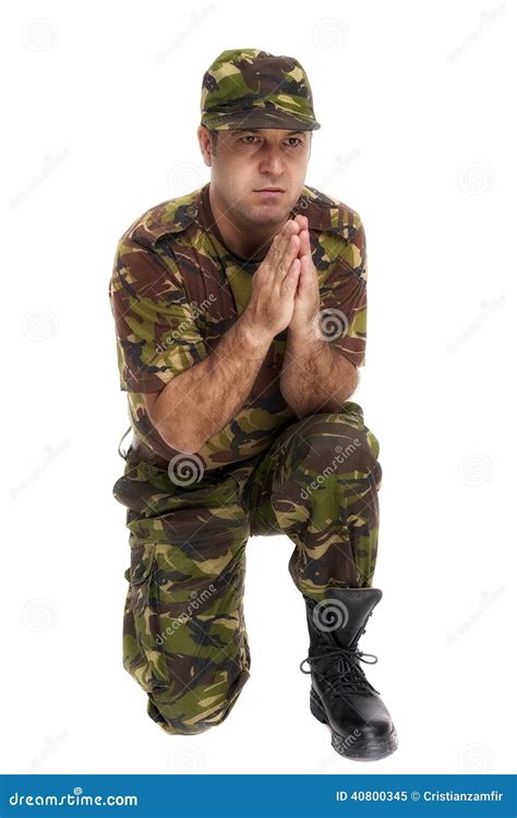 Soldier Who Makes The Gesture Of Prayer Stock Image Image Of Military