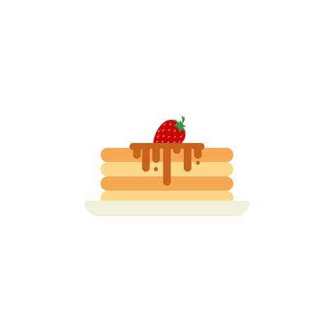 breakfast pancake with strawberry flat design vector illustration ...