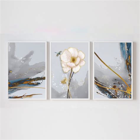 Quadro Trio Abstrato Flower Elo Produtos Especiais