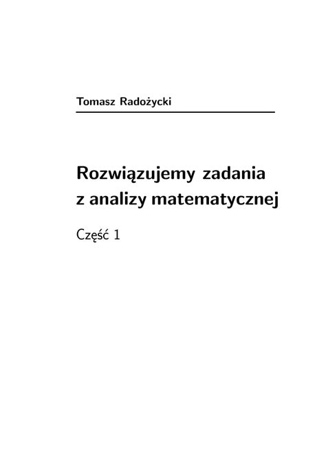 Pdf Rozwi Zujemy Zadania Z Analizy Matematycznej Cz