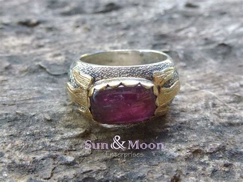 K Gold And Sterling Silver Ring With Pink Tourmaline Sterling