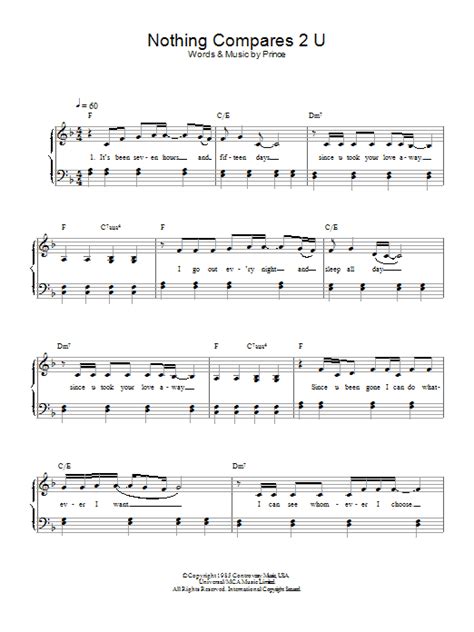 Sinead O Connor Nothing Compares 2 U Sheet Music And Chords For Guitar Chords Lyrics Download