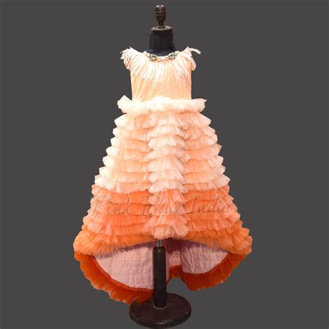 Unique Orange Ombre Princess Birthday Wedding Ombre Dress