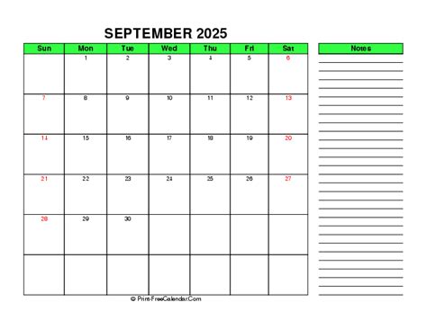 Download September 2025 Calendar Large Font Sunday Start (PDF, Word ...